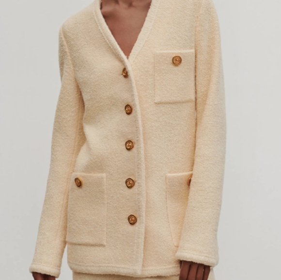 ST. JOHN Timeless Elegance Navy Blue Boucle Topper Coat Gold Clasp HW Classics - Picture 8 of 12